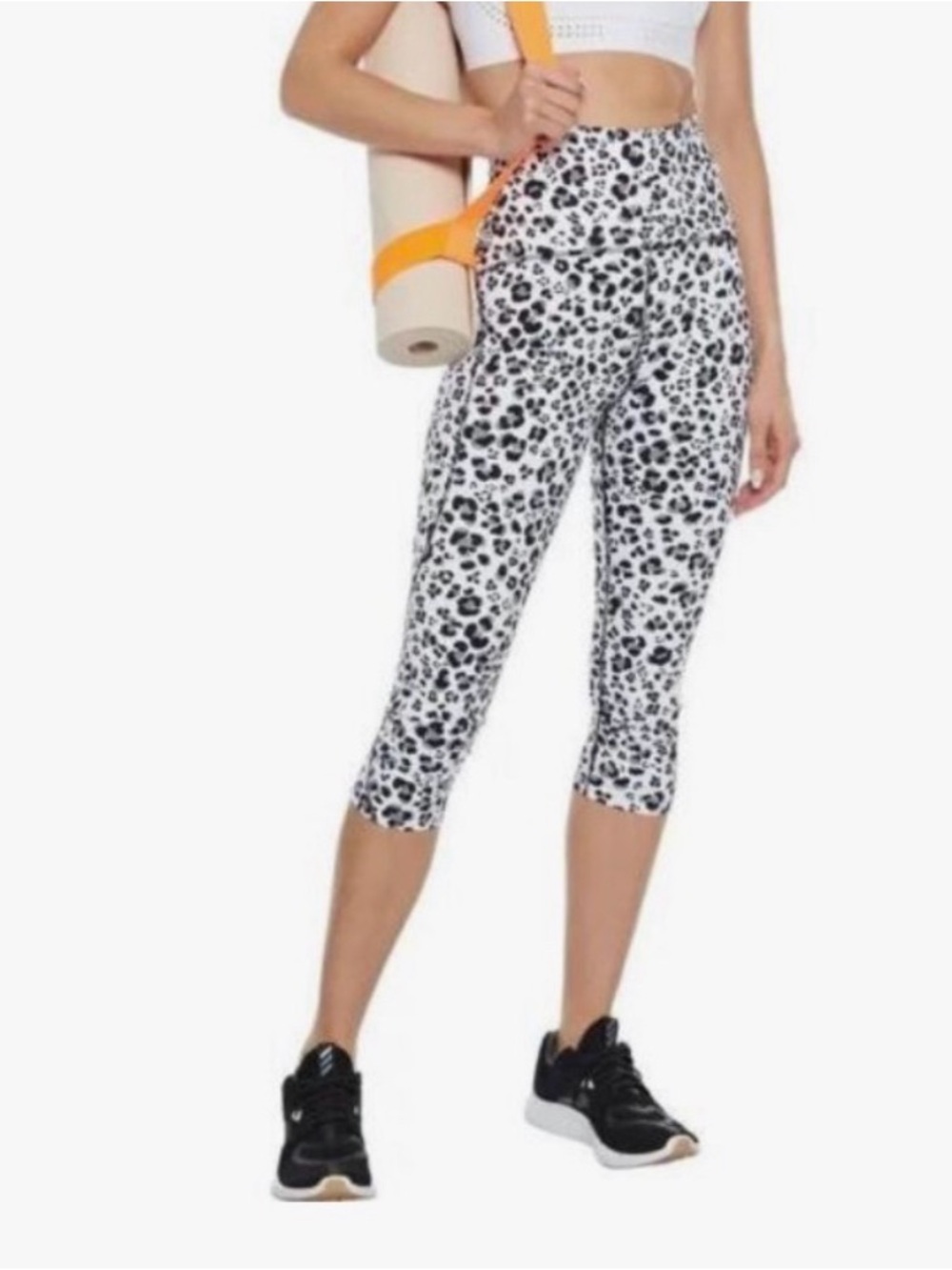 Adidas by Stella McCartney White and Black Leopard Print Leggings - Picture 1 of 8